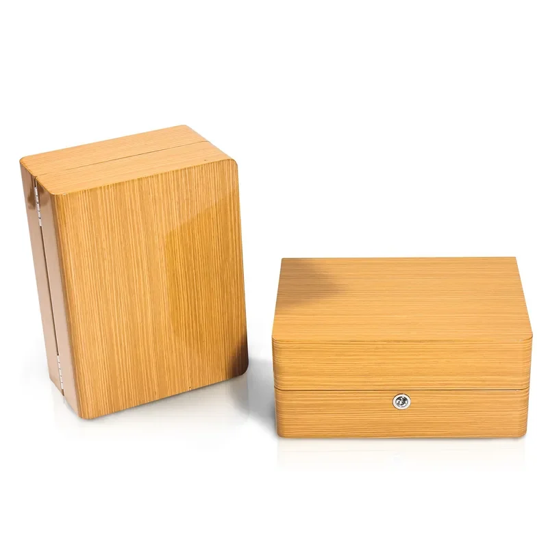 Luxury High Gloss Piano Finish Watch Storage Box MDF Oak Veneer Wooden Case for Perfume Packaging Custom Gift Box Organizer
