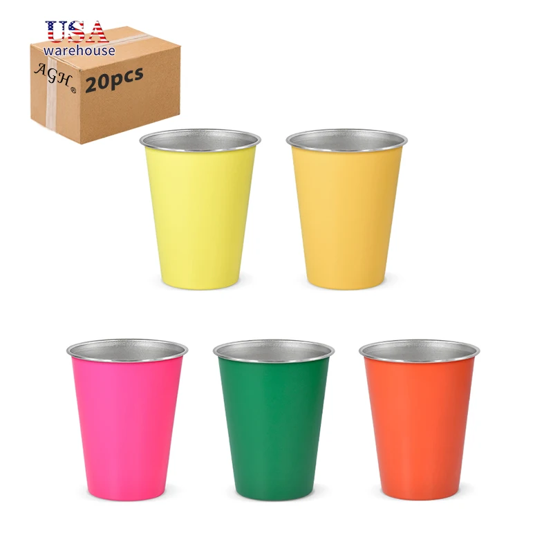 

20pcs Pack 350ml Mixed Colors Powder Coated Stainless Steel Single Layer Mug Tumbler He