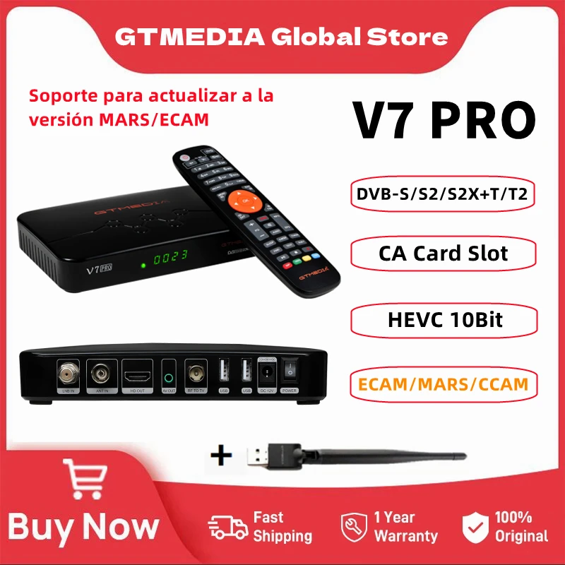 Цифровой спутниковый ресивер GTMEDIA V7 Pro ECAM/MARS DVB-S/S2/S2X + T/T2 TV Box VCM/ACM/мульти-поток/T2MI, мульти-комната, H.265 декодер