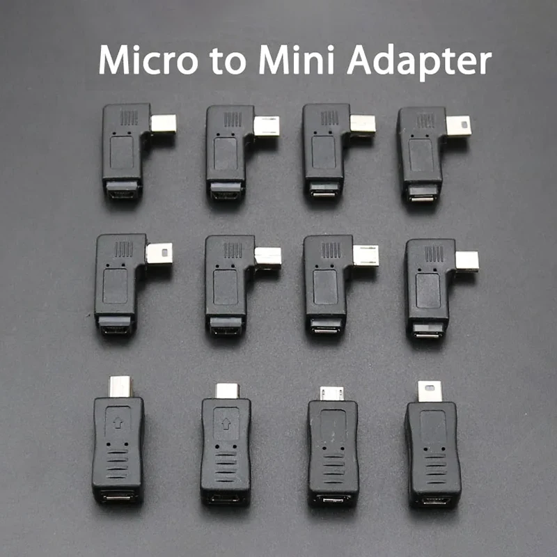 

1PCS 90 Degree V3 Mini USB 5pin Female to Micro USB Male Adapter Plug Micro USB To Mini USB Connector Converter