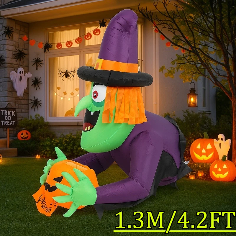 

4.2FT Holiday Lighting Holiday Lighting Climbing Window Witch Halloween Decorations Indoor Built-in LED Light Home Garden Decor