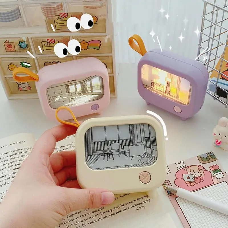 TV Painting Night Light Led Cute Child Learning Table Lamp Room Home Decoration Atmosphere Lighting Mini Desktop Birthday Gift