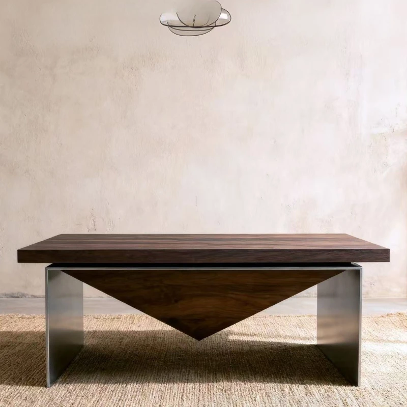 Italian-style minimalist coffee table, artistic stainless steel, vintage wabi-sabi, modern minimalist