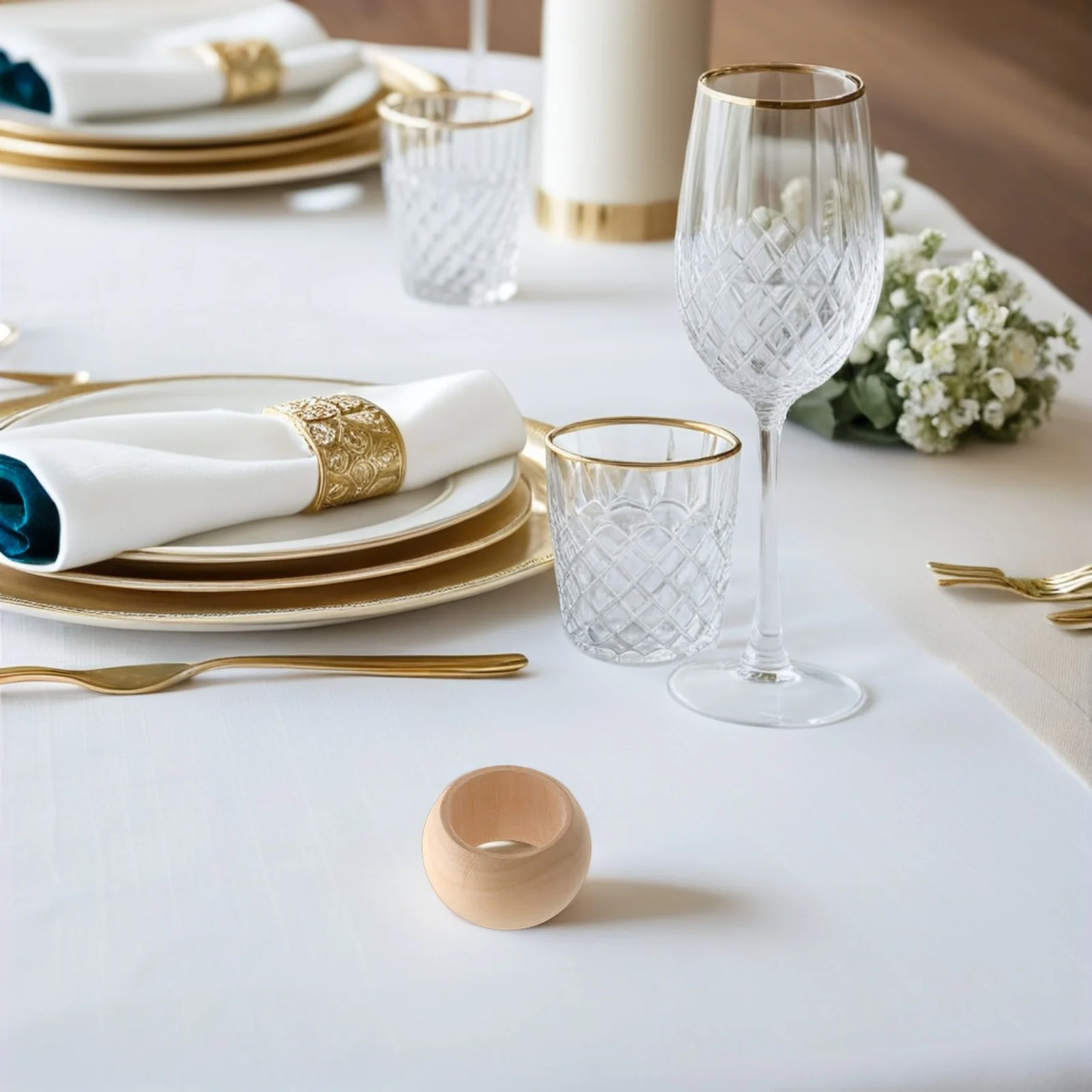 

12pcs Wooden Napkin Rings Natural Wood Napkin Holder For Dining Table Decorative Set Boho Style Wedding Party Coastal Decoration