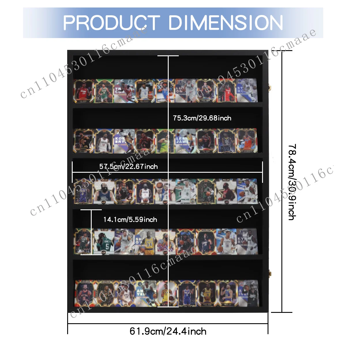 Custom baseball card display cabinet lockable sports grading card display cabinet wall hanging with UV protection acrylic door
