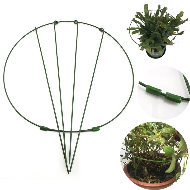 Metal Round adjustable Garden Flower plant Stand Support circle Stake Ring holder Climbing Iron Gardening Tools for bonsai Veg q