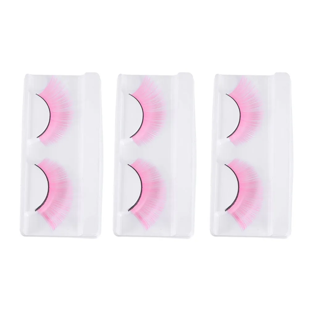 3Pairs Chemical Fiber Fake Eyelashes Lightweight Curly Design for Halloween Carnival Performance Makeup Eye Enhancement