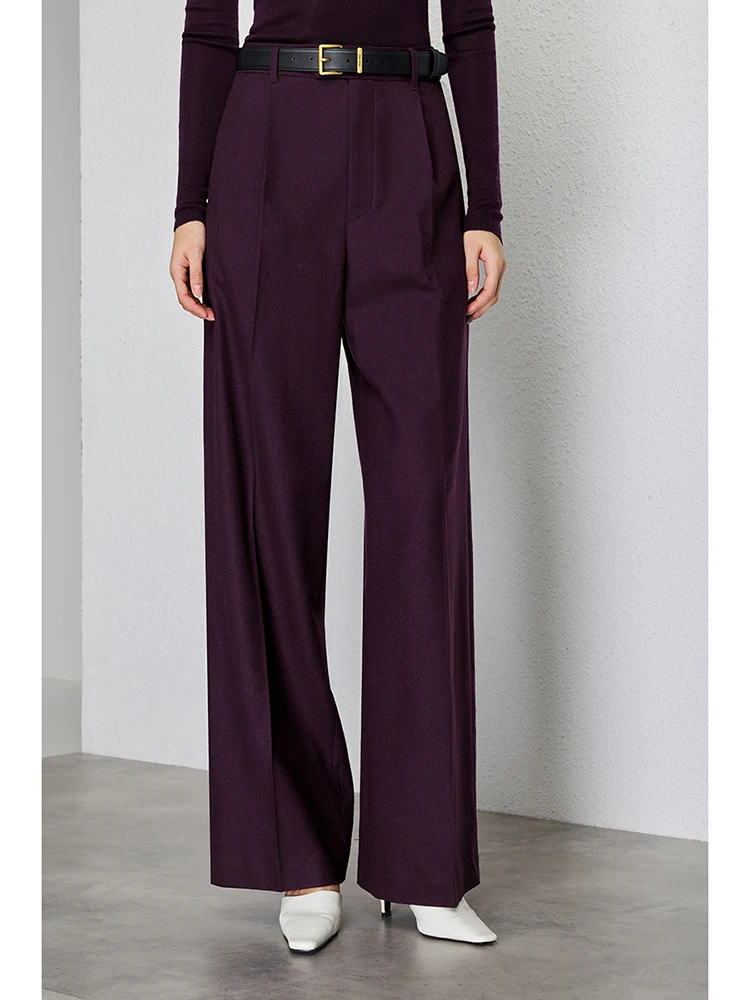 

UNQ Treasure Leg a Woolen Flannel Casual Straight Leg Trousers Premium Spun Yarn Long Pants for Ele Women