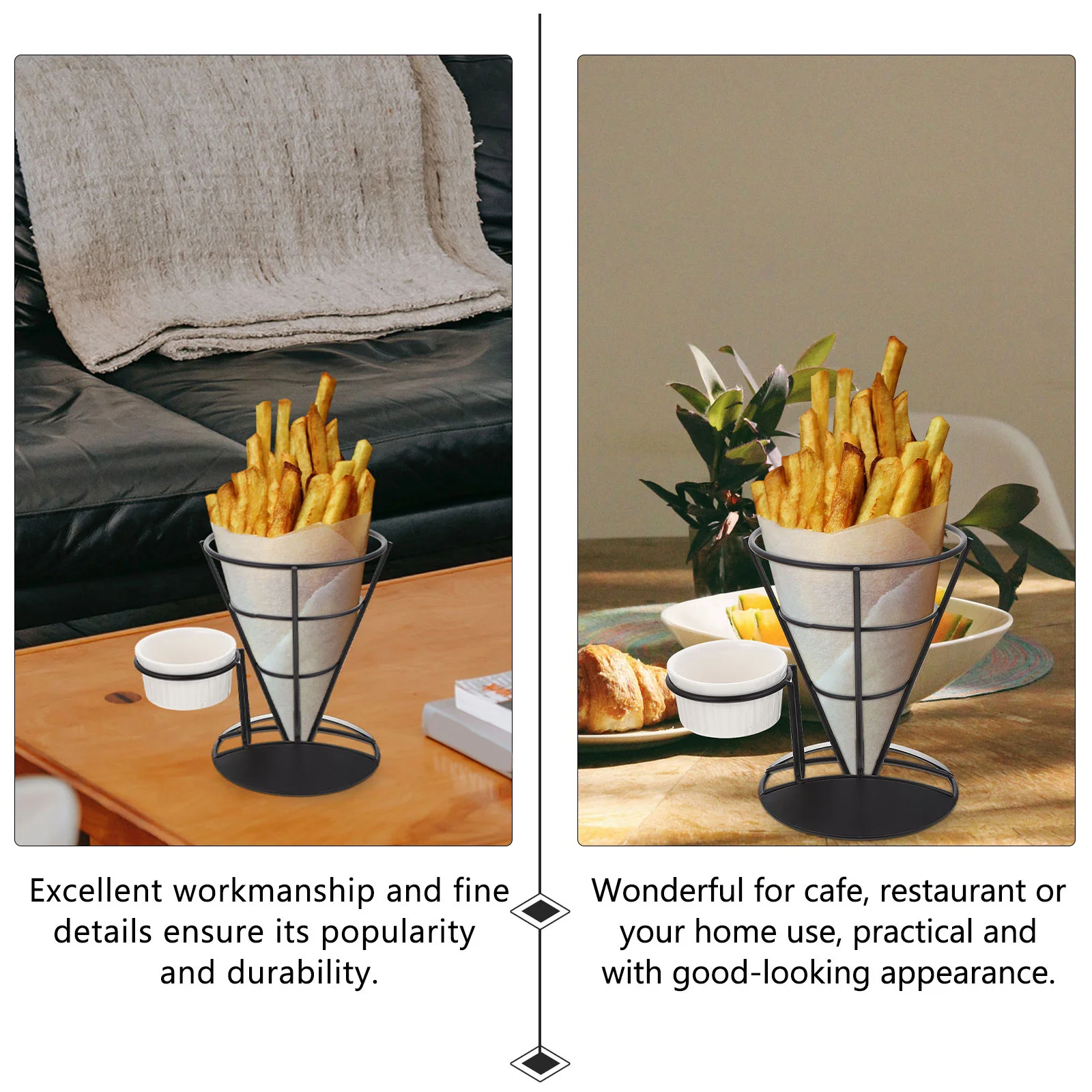 

French Fries Stand Snack Cone Holder Washable Reusable Iron Snacks Basket Simple Design for Home Food Stalls Appetizer Dessert