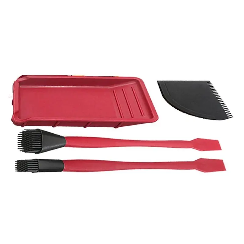 A21Q -4-Piece Woodworking Brush Tool Set Multifunctional Soft Silicone Wood Glue Tray Thin Non-Slip Flat Scraper DIY Crafts