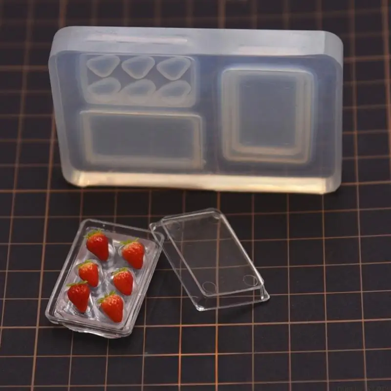 

31BF Гибкая силиконовая миниатюрная форма для аксессуаров в форме клубники для изготовления смолы