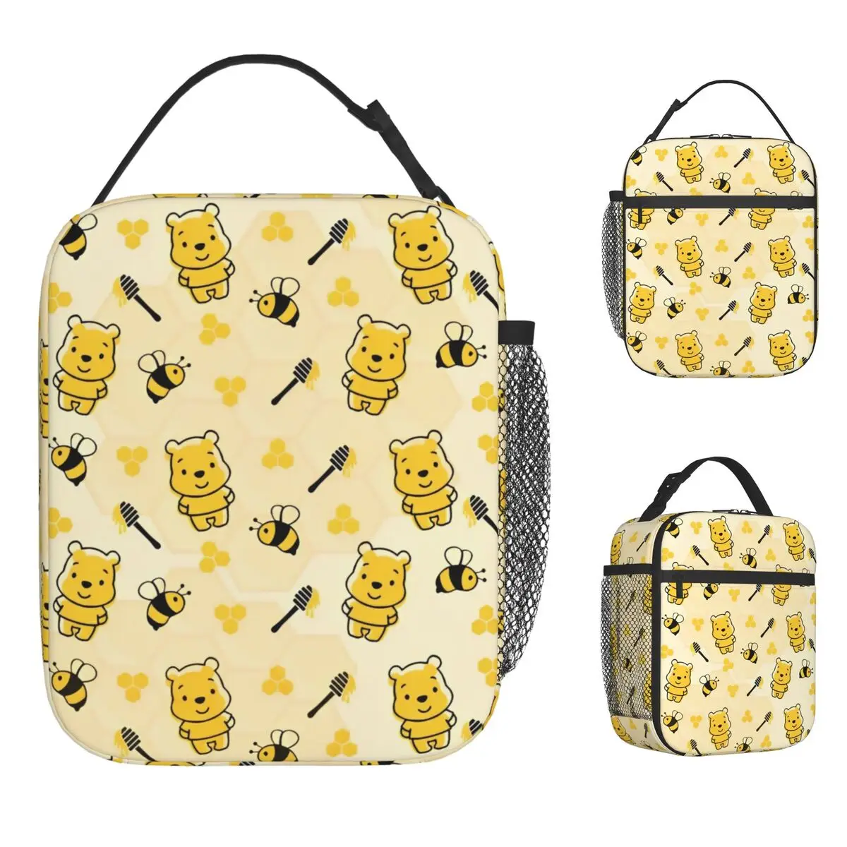 winnie-the-pooh-isolado-almoco-sacos-de-alta-capacidade-bonito-mel-e-abelha-recipiente-de-refeicao-saco-termico-tote-lancheira-saco-de-comida-universitario