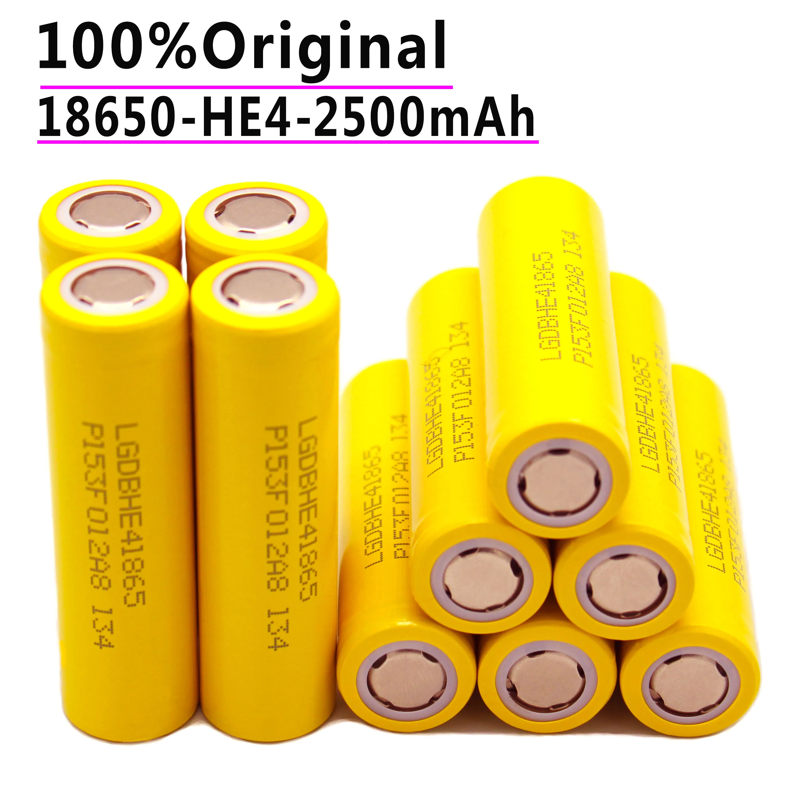 100%.Original.recargable.HE4-batería. de litio,3,7 V, 2500mAh,para.18650.HE4.25A, juguetes,linterna, herramientas.