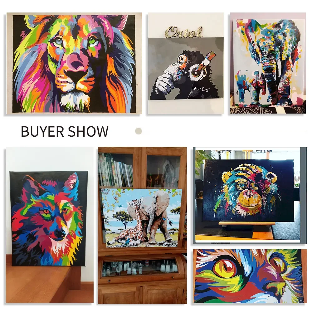 40x50cm Paint By Numbers Black Cat Frame For Adults Kids Diy Crafts Paint Kit Wall Art Animals Picture Coloring Gift