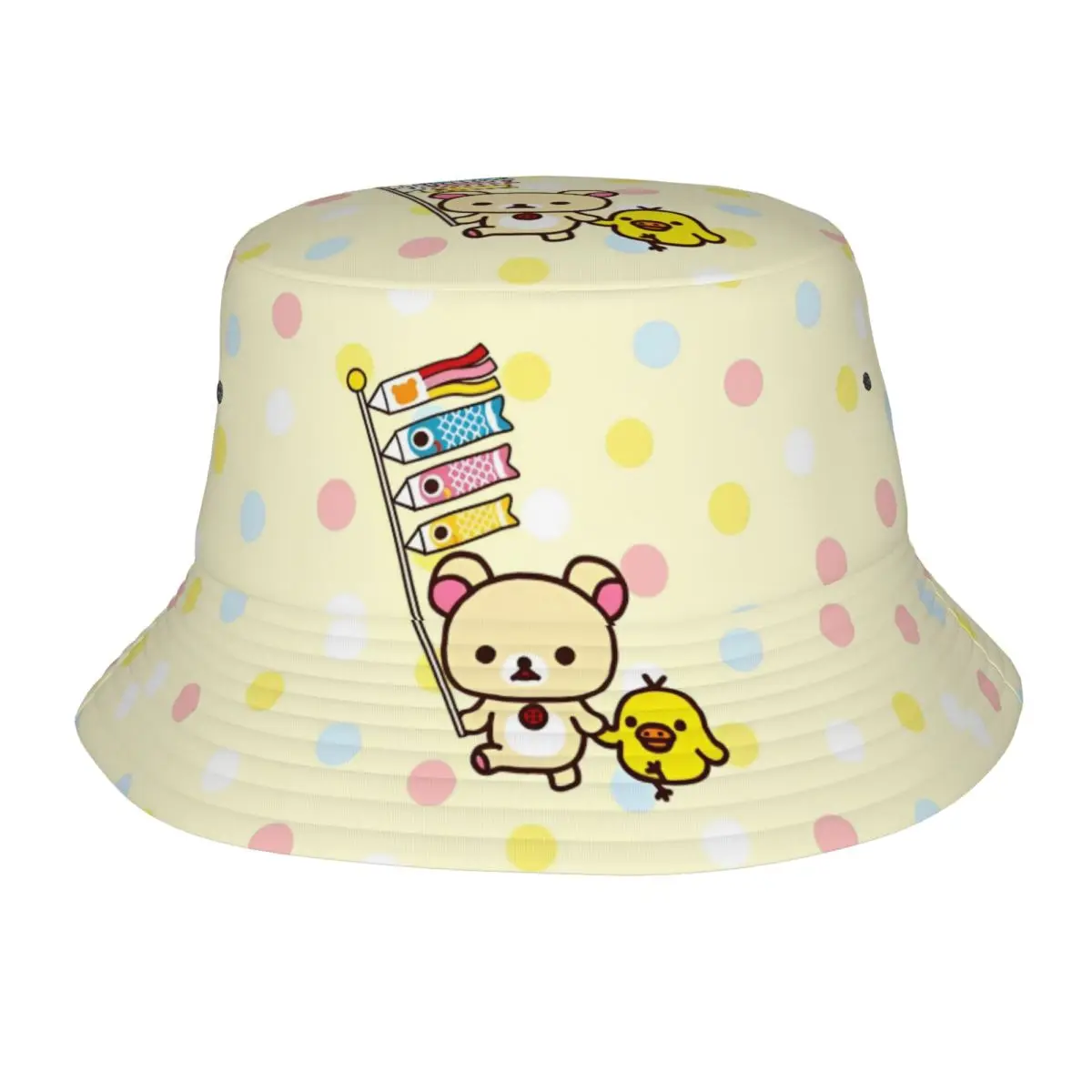 

Модные шляпы-ведра с милым медведем Rilakkuma, женские шляпы с защитой от ультрафиолета, спортивная кепка для рыбалки на открытом воздухе, весенний головной убор для пикника, боб