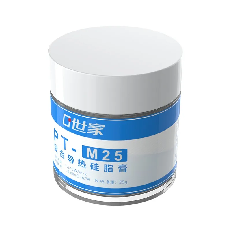TEUCER PT-M25 열 그리스 25g |   12W/m·K 고전도성 |   CPU/GPU/노트북 냉각용 스크레이퍼가 포함된 실리콘 기반 화합물