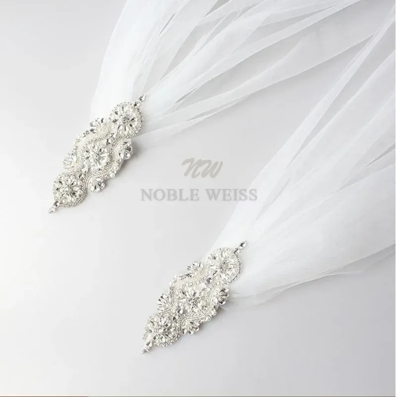 إزالة قطار طويل سحب تول فستان الزفاف كيب طويل سترة الزفاف بوليرو كريستال مطرز الكتف كيب الزفاف التفاف مخصص #2