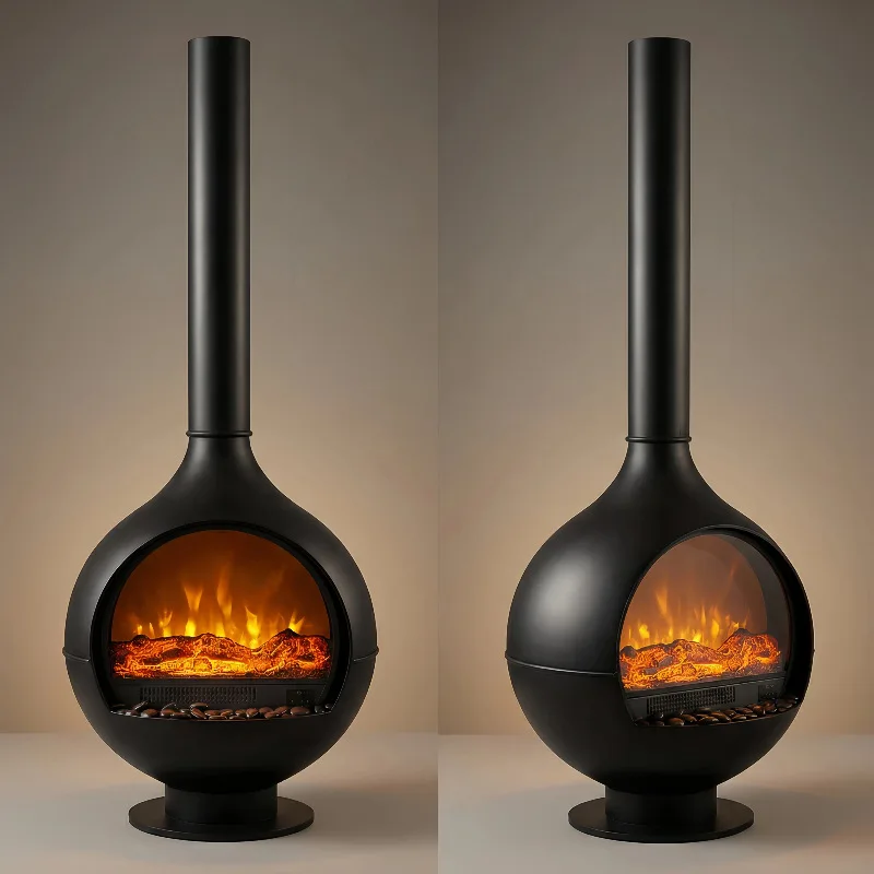 Decorative Embedded LED Simulated Flame Electric Fireplace Heating European Style Stainless Steel Construction Smart Energy AU