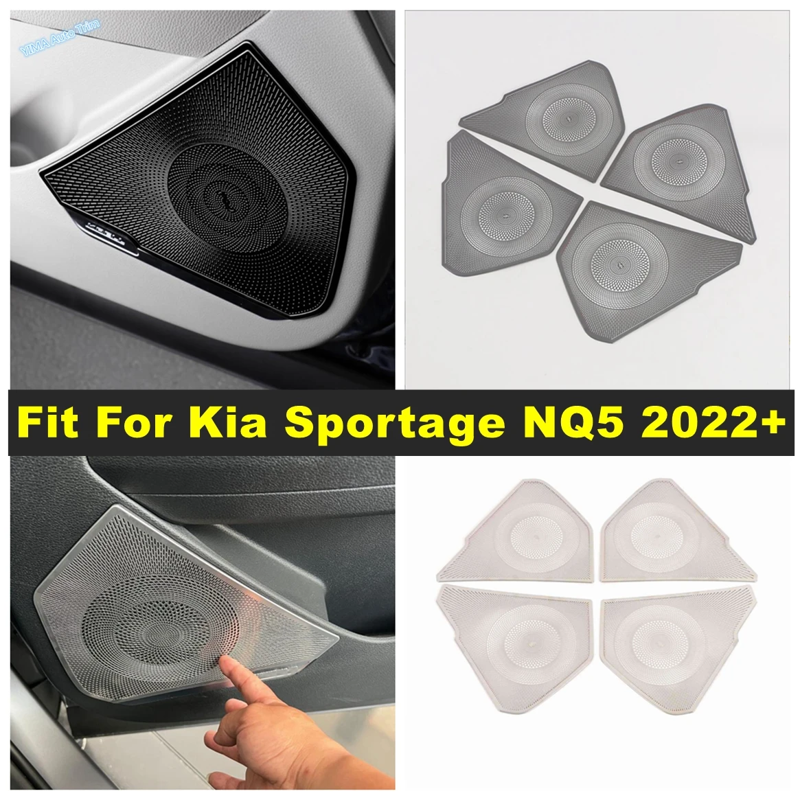 

Fit For Kia Sportage NQ5 2022 2023 Car Audio Speaker Door Loudspeaker Panel Cover Trim Accessories Interior Silver / Black Style