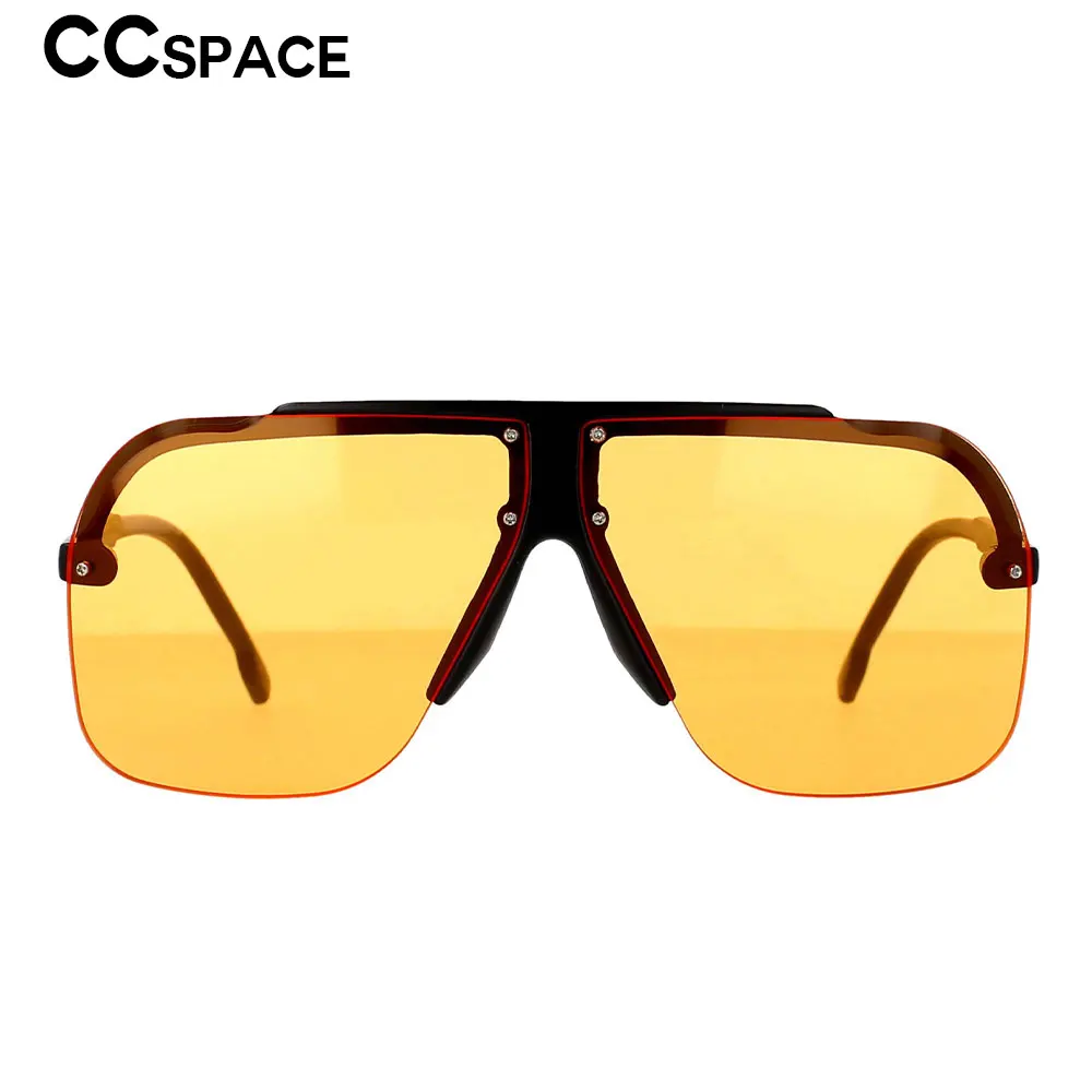 53337 Oversized Square Half Frame Goggle Sunglasses Fashion Men Women Shades Uv400 Vintage Glasses