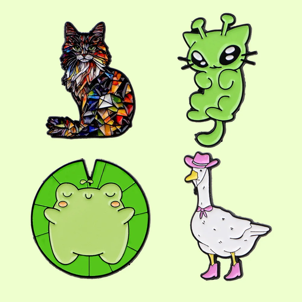 

Милая утка, лягушка, кошка, эмалированная булавка, значок с мультяшным животным, рюкзак, свитер, шляпа, модные ювелирные аксессуары, идеальный подарок для нее