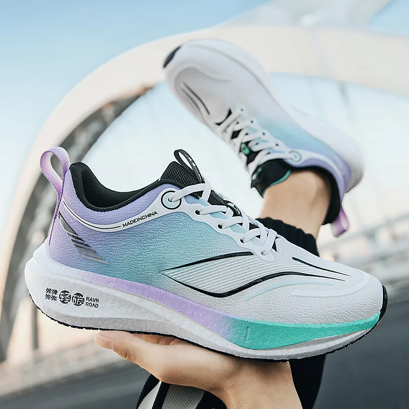 Wysokiej jakości Unisex maraton buty do biegania męskie kobiety buty sportowe do joggingu miękka poduszka trampki modne buty treningowe odblaskowe