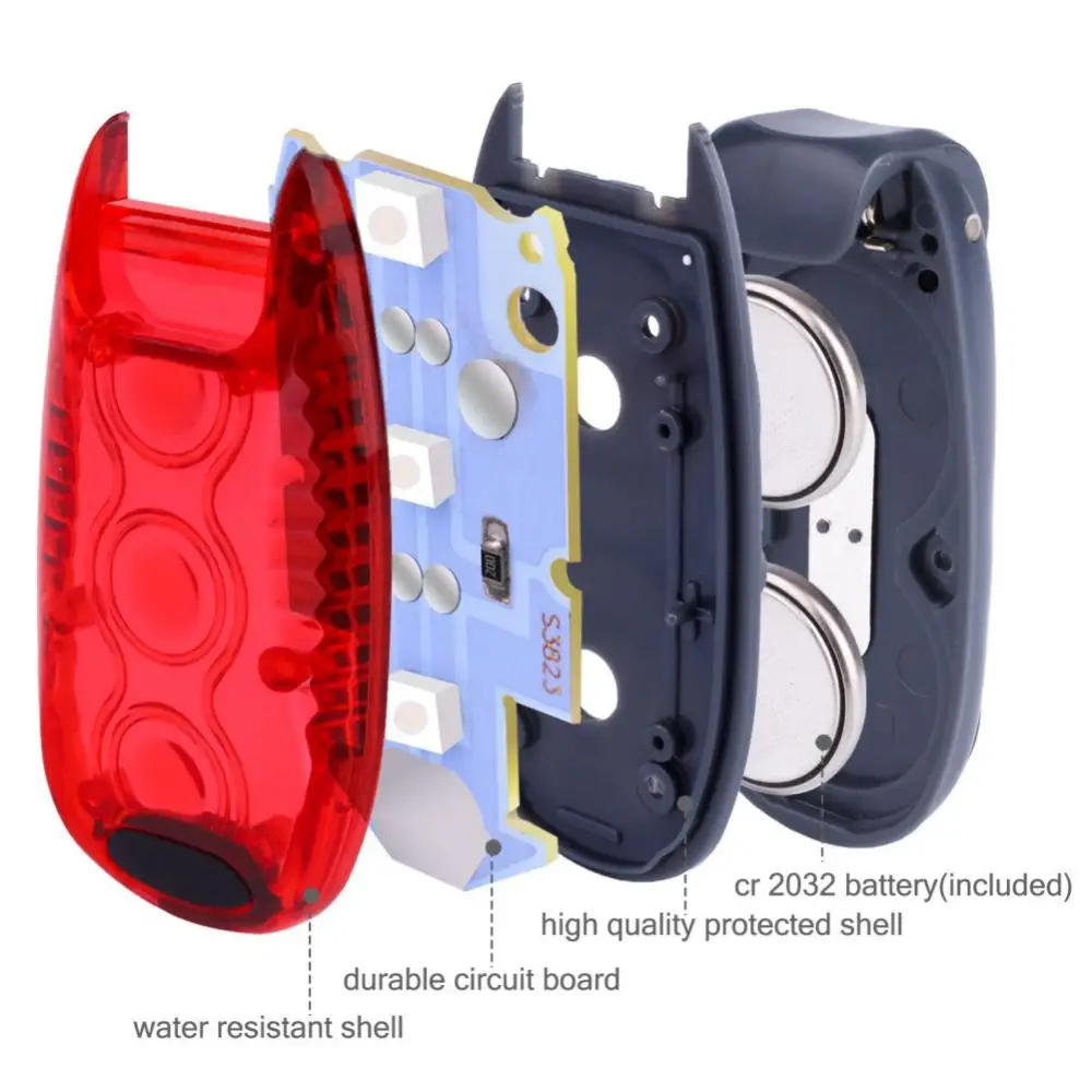 Outdoor Tail Light Multi Functional Running Warning Backpack Clip Lamp Mini Waterproof Built In Button Battery Rear Lamp