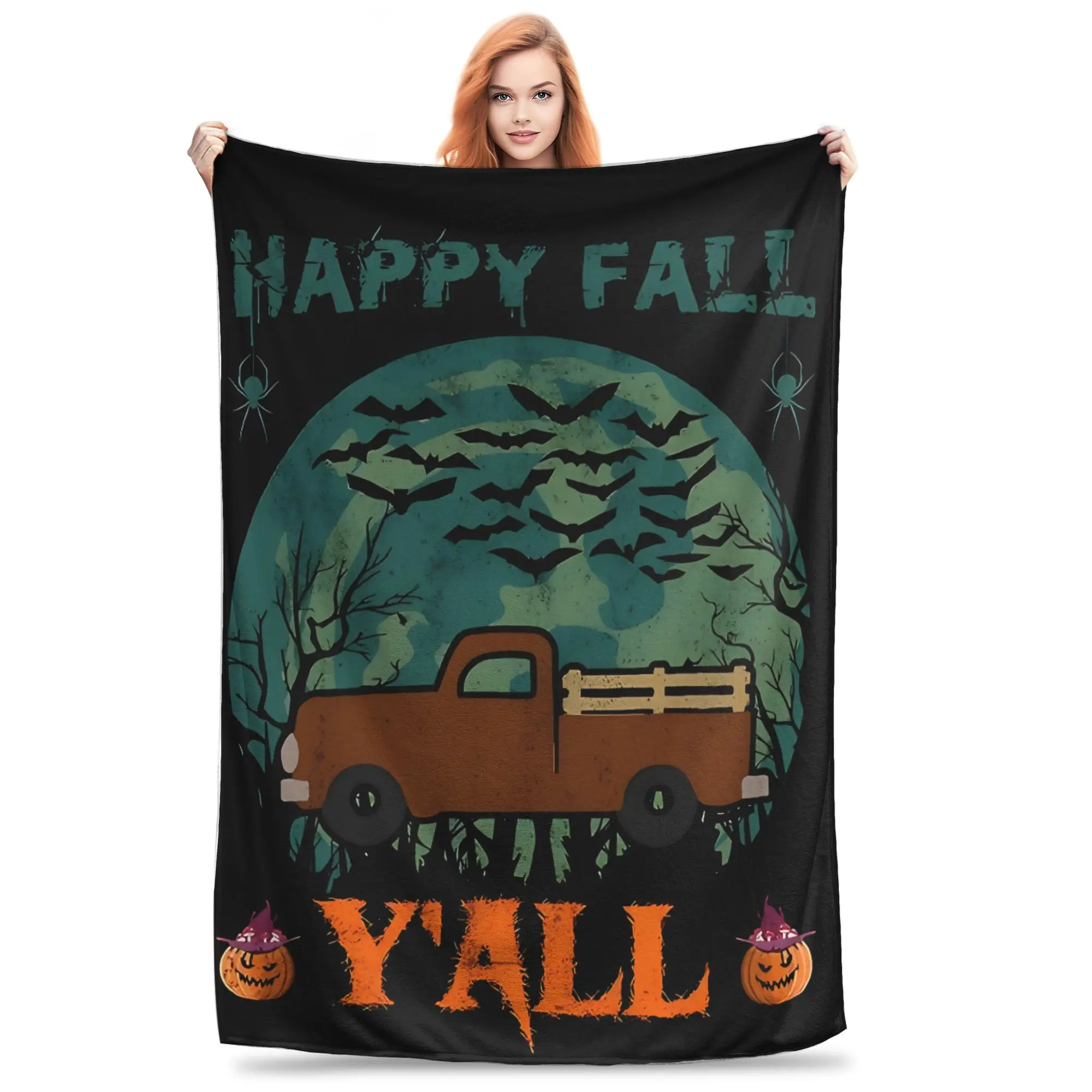 1PC Happy Fall Yall  Blanket Throw Super Cosy Plush Living Room Sofa