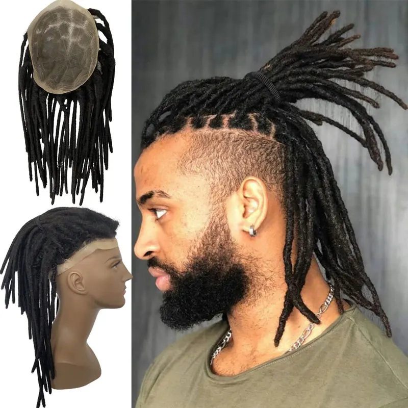 

12inch Transparent Full Lace Base Afro Dreadlock Extensions Toupee For Men And Women 0.6cm Loc Extensions Human Hair Dreadlock