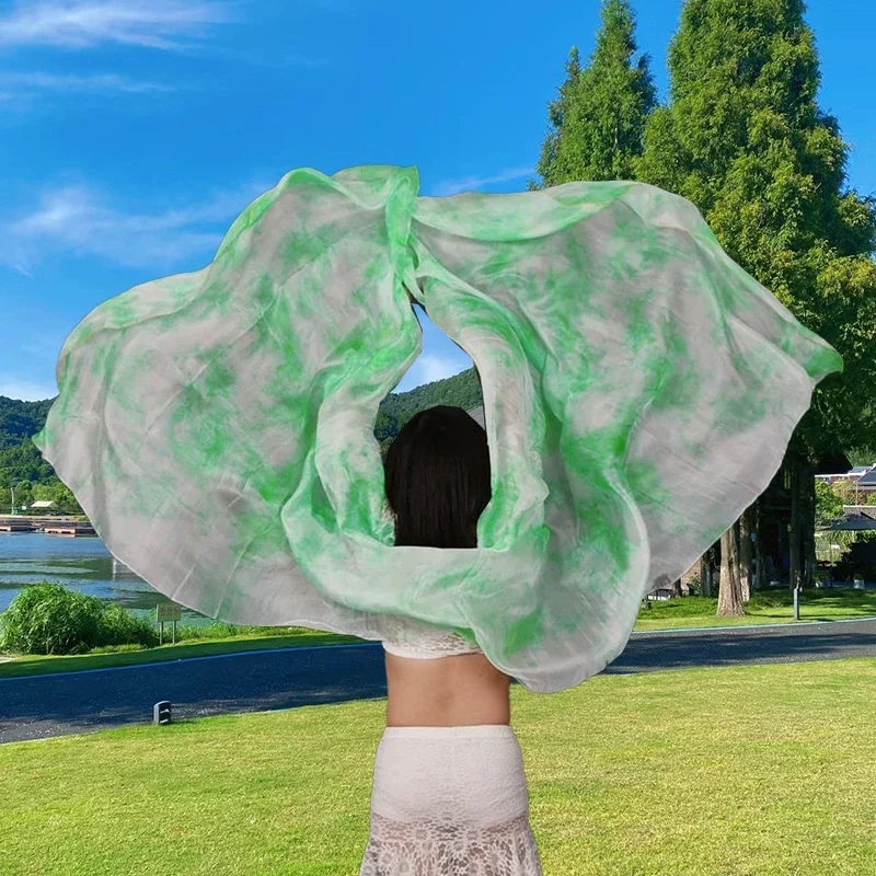 100% الحرير أداء الرقص التعادل صبغ اللون ضوء الملمس الحجاب شالات الرقص الشرقي الحجاب النساء وشاح ازياء اكسسوارات 250 سنتيمتر x 114