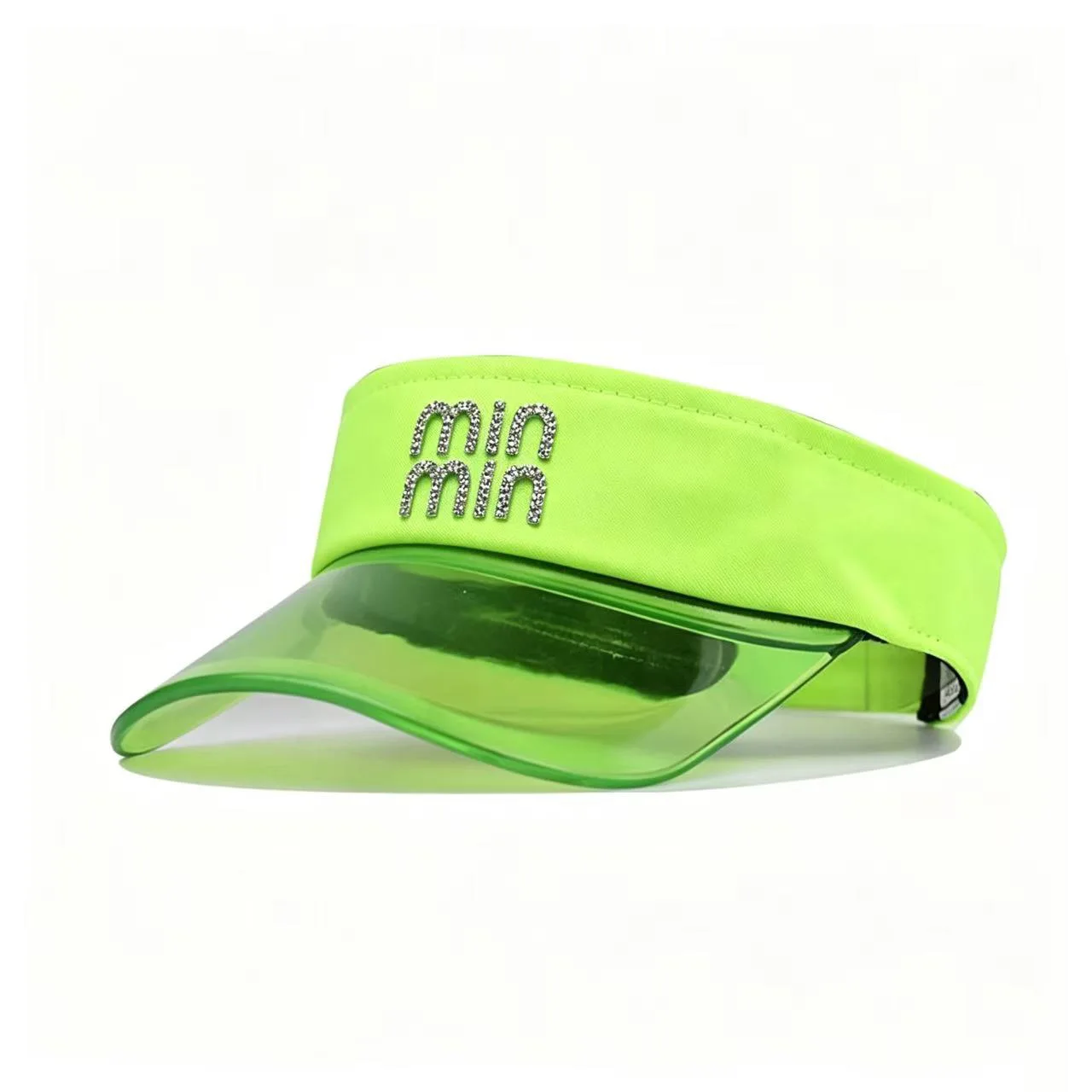 New With Diamond Summer Transparent Brim Woman's UV Resistant Fashion Sun Protection Cap Men's Commuting Tidal Current Visor Hat