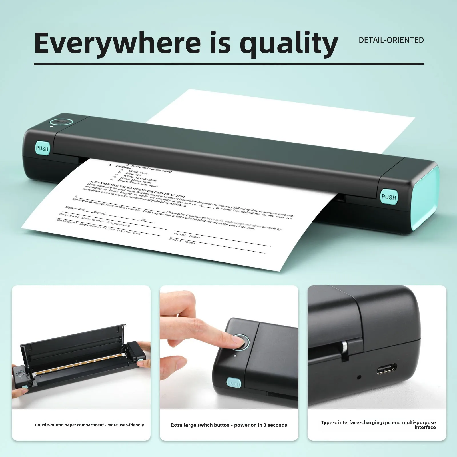 

Портативный принтер Mini Phomemo M08F, термопринтер Bluetuth, совместимый с Android, iOS и ноутбуком, портативные беспроводные принтеры формата А4