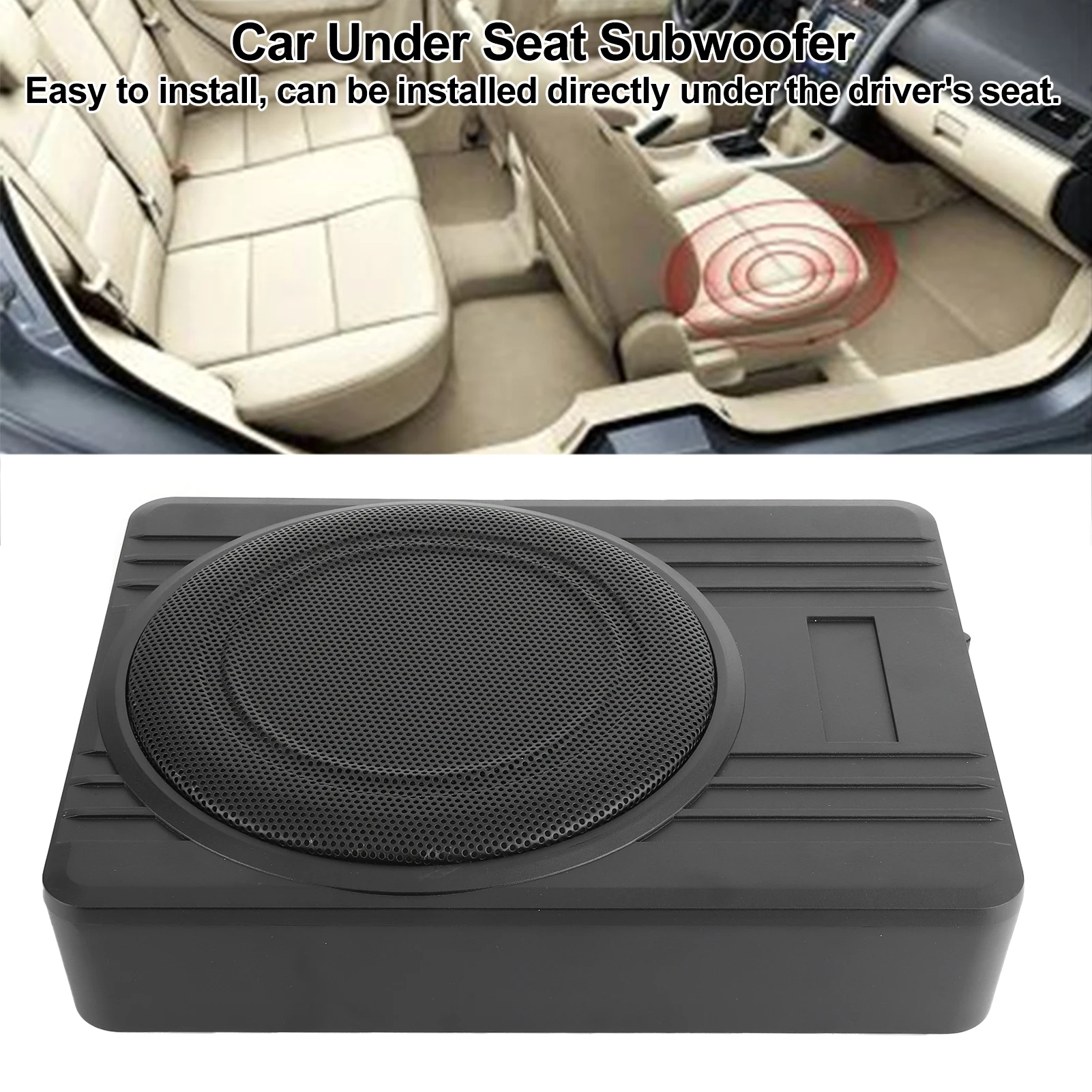 10in 12V 800W Under Seat Subwoofer Slim Audio Bass Speaker Clear Sound for Car Modification Car Stereo Under Seat Subwoofer