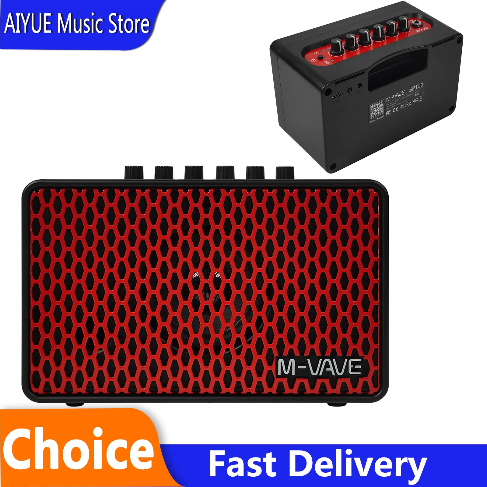 M-VAVE SP100 Speaker 10W Electric Guitar Speaker Built-in Box Head Box Simulates Outdoor Portable Performance Mini Speaker Parts