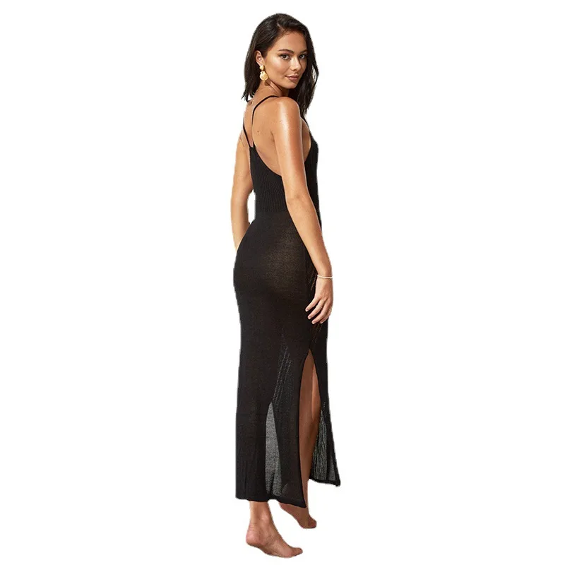 Vestido largo playero para mujer, Tankini de punto para vacaciones, novedad de 2024