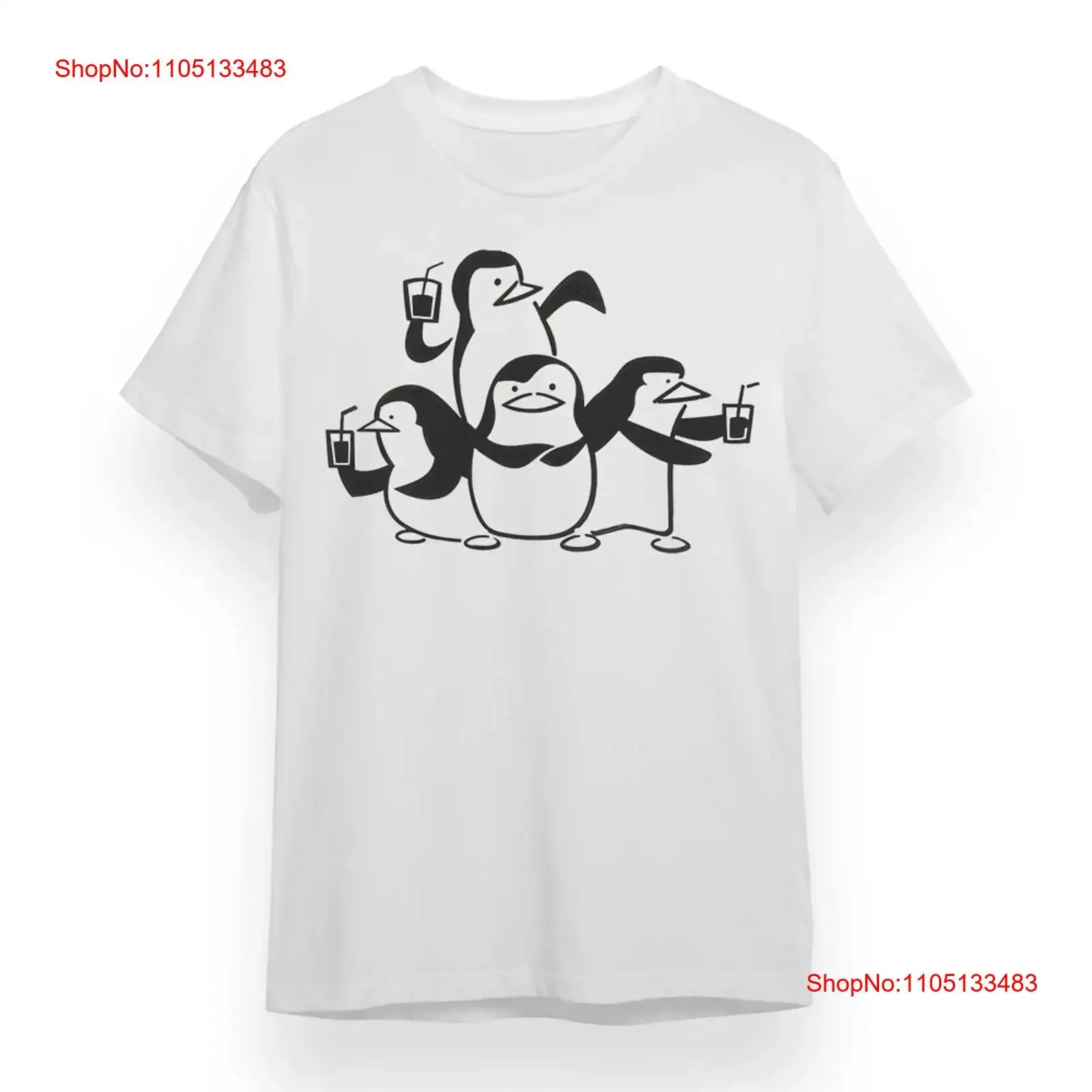 

Women's T shirt with Cute Penguin Party White 100 Cotton USA vintage Washed Breathable Slightly Stylish Soft streetwear homme