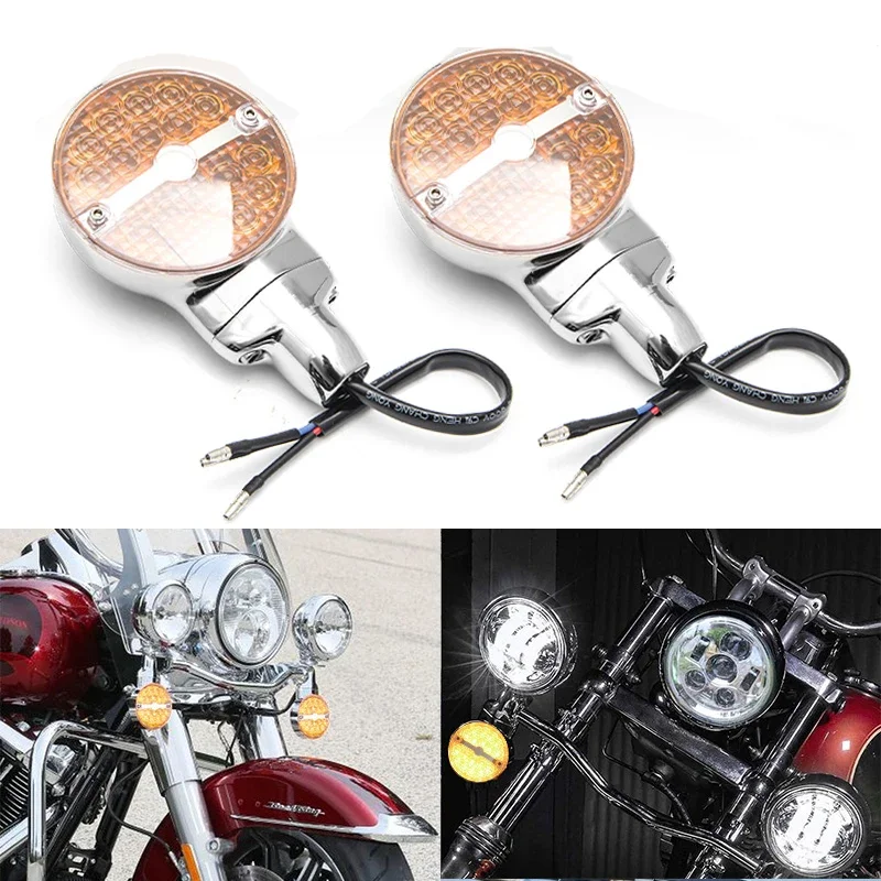 

2pcs Motorcycle Front Rear Flat LED Turn Signal Light Amber Indicator Lamp