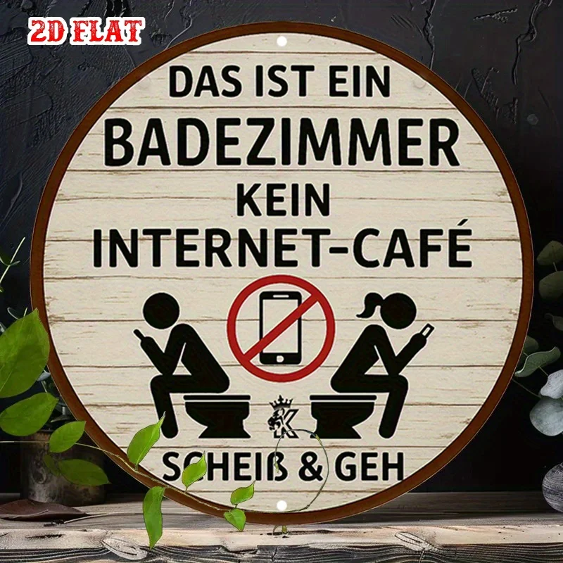 High Definition Metal Tin Sign Funny German Bathroom Anti Phone Warning Wall Decor