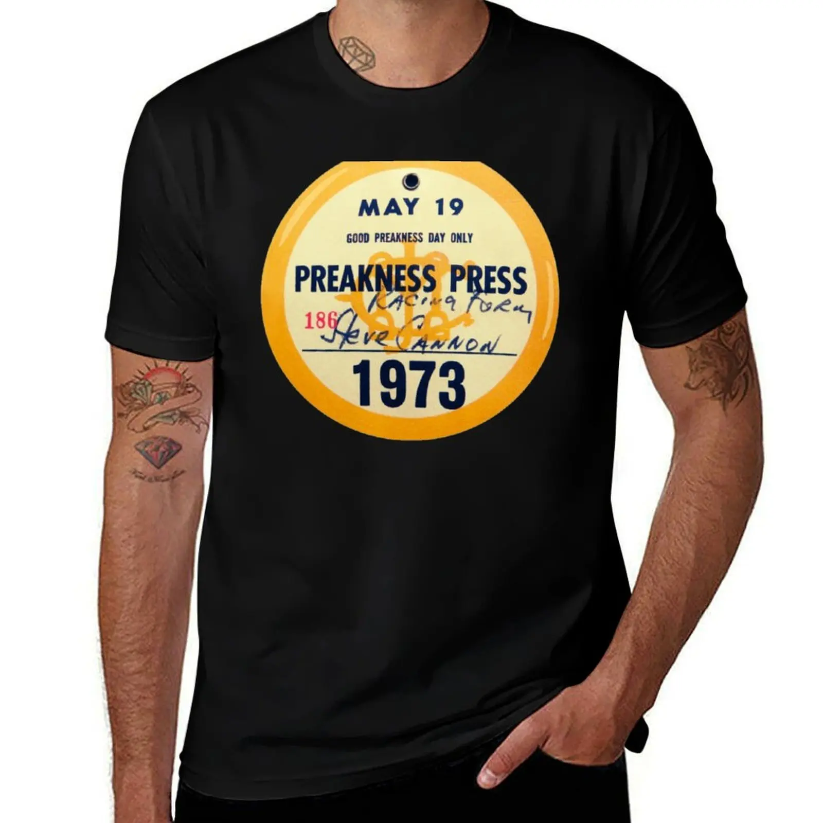 Preakness Press Pass 1973 Secretariat T-Shirt Halloween Theme T-Shirt