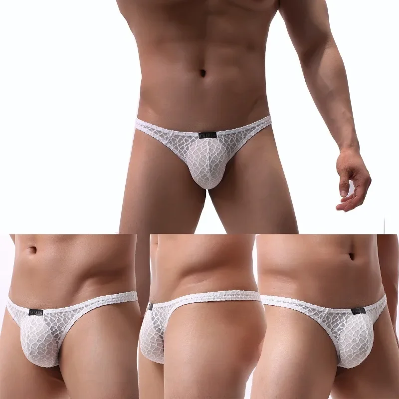 

2024 Mens Sexy Lingeries Transparent T-Back Thongs Erotic Hombre Bikini Male Lingerie Tanga Low Waist Elasticity Slips Nightwear