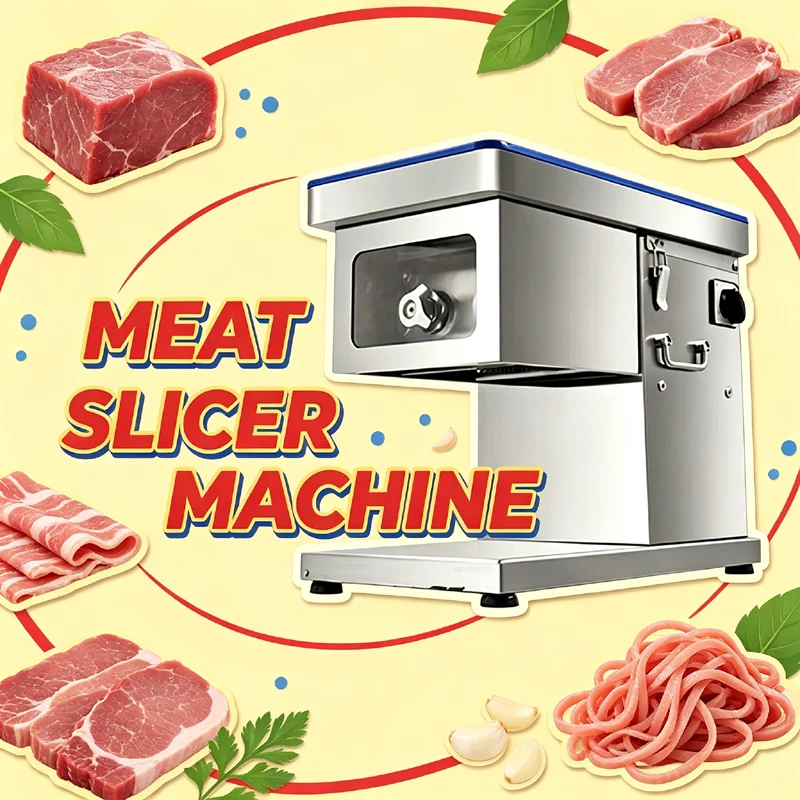 Compact Desktop Meat Slicer Commercial Household Multi-Functional Meat Slicer Shredding Dicing Kitchen Equipment Removable Knife
