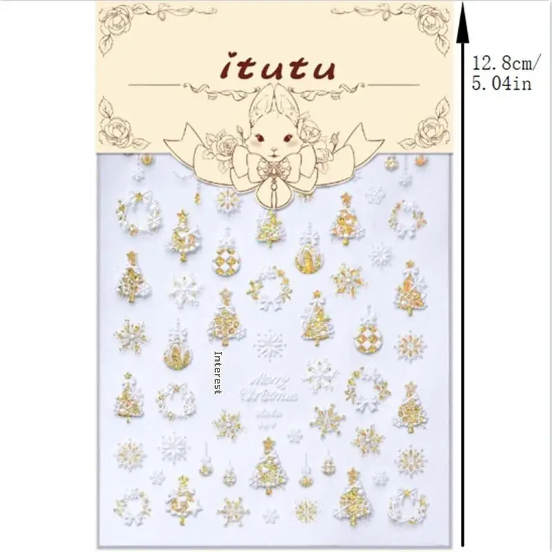 Schicke Yuletide-Schleife, mehrfarbiger Schneeflockenbaum, Nagelkunst-Patches, glamouröse Nagel-Illustrationsaufkleber, Damen-Nagelzubehör, Geschenk