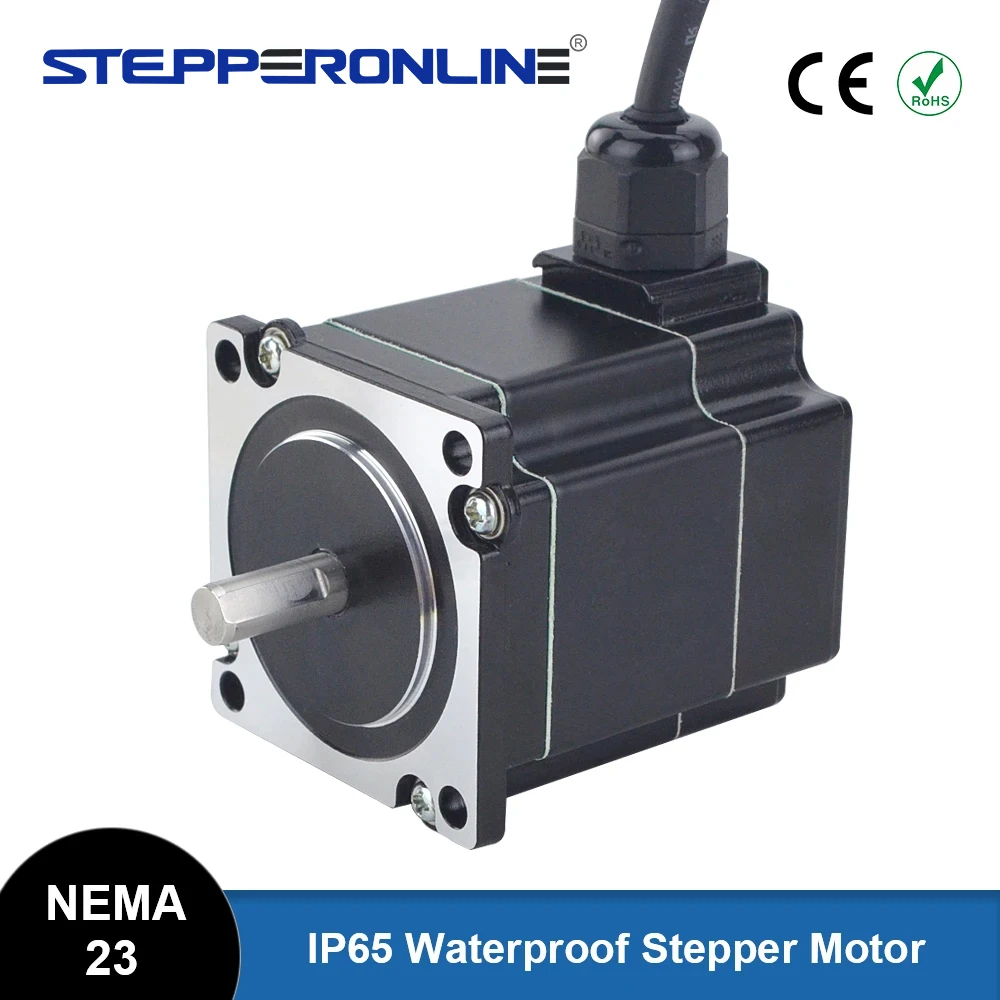 STEPPERONLINE Nema 23 silnik krokowy IP65 wodoodporny 1.2Nm 4A 2 fazy Nema23 silnik krokowy 8mm wałek do maszyny frezowanie CNC