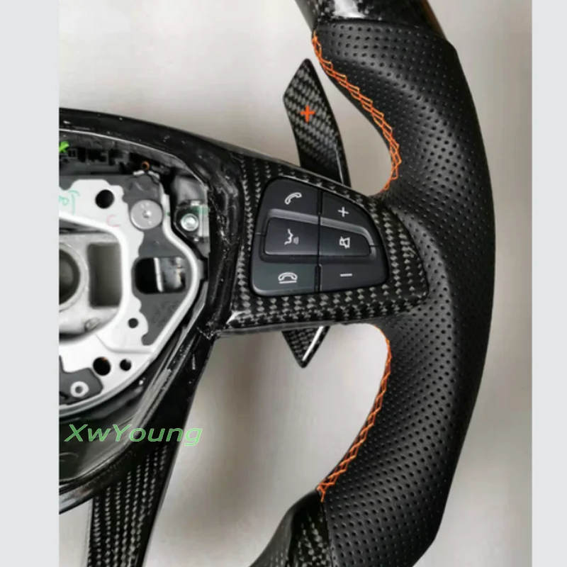 100% Real Carbon Fiber+ Leather Steering Wheel For Mercedes-benz GLC GLE450 C63 C450 E63 W176 W204 W205 W213 A250 AMG Sport etc