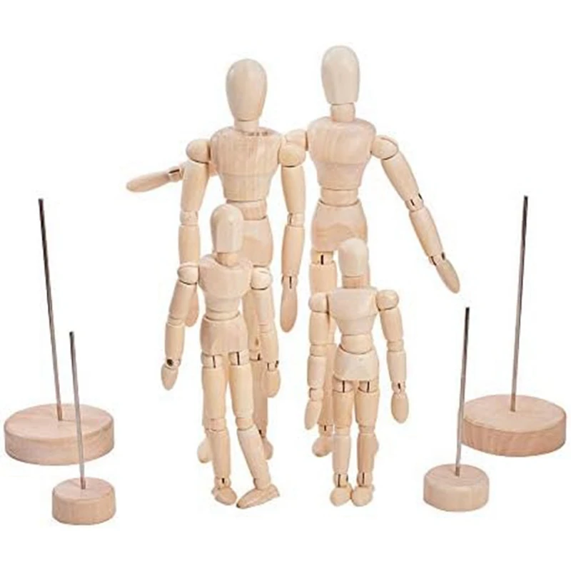 Maniquí de madera Blockhead, figura de artista de madera, modelo de muñeca para boceto de carbón, decoración de escritorio para el hogar y la Oficina, regalo