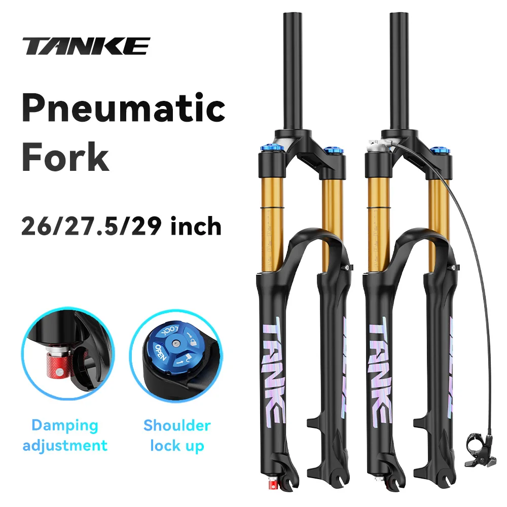 AliExpress TANKE Bicycle Air Fork Rebound Adjustable MTB Front Suspension 26/27.5/29 Inch 120mm Travel Quick Release Bike Suspension