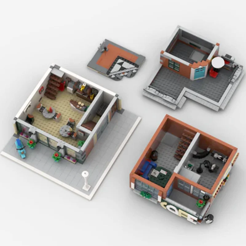 1784 elementy MOC Leisure Series 10264 Cafe Alternatywna Konstrukcja Retro Bistro DIY Model Klocki Urodzinowe Zabawki Prezent