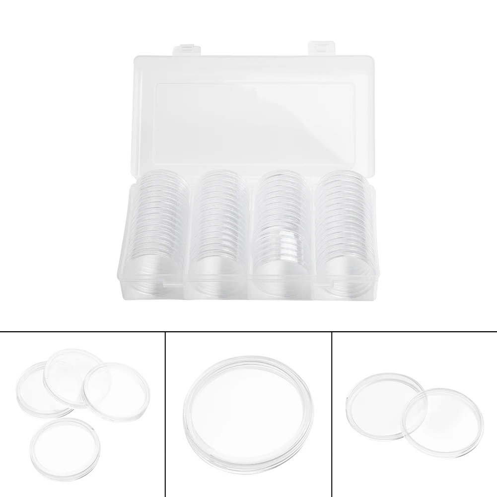 40mm Clear Round Plastic Coin Capsule Container Empty Storage Box Holder Case High Transparent Coating 2019 Coins Collection