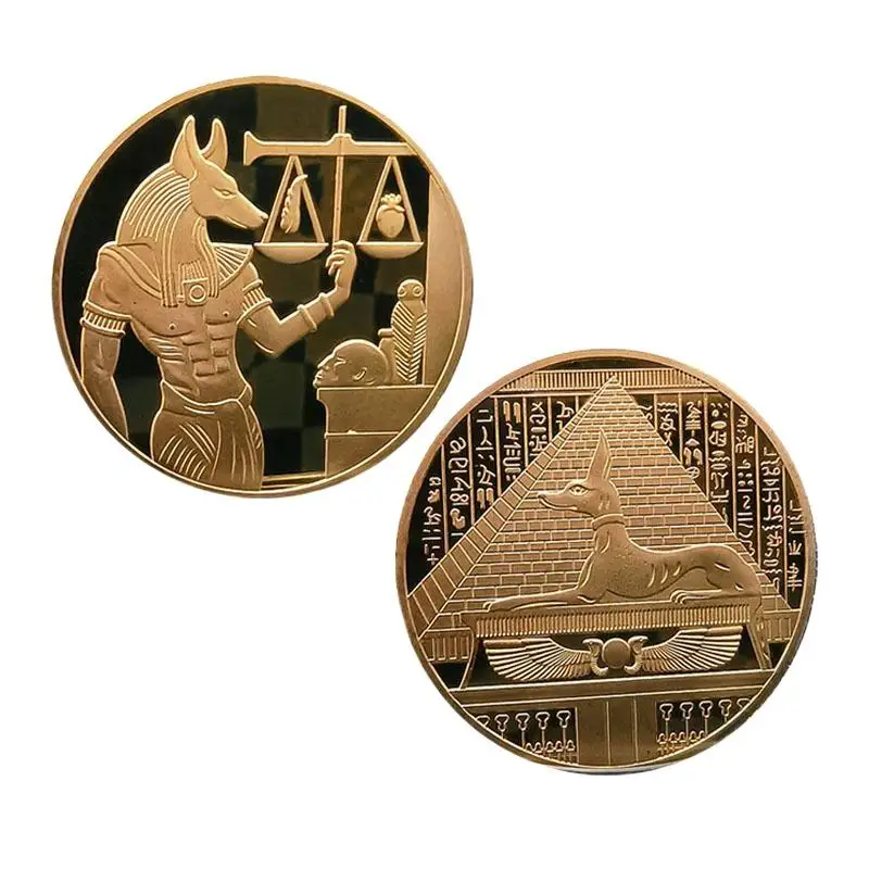 Commemorative Value Token Coin Ancient Egypt Anubis The God Of Death Gold Plated Coin 1 Piece Pyramid Dieb Pattern