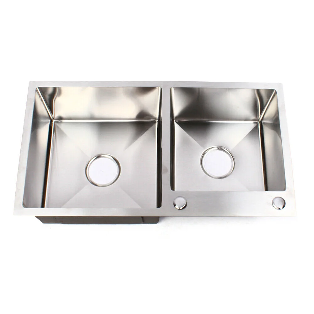 Double Bowl Stainless Steel Drop-in Kitchen Sink Dishwasher Vegetable Sink Home 201 Stainless Steel Corrosion Resistance